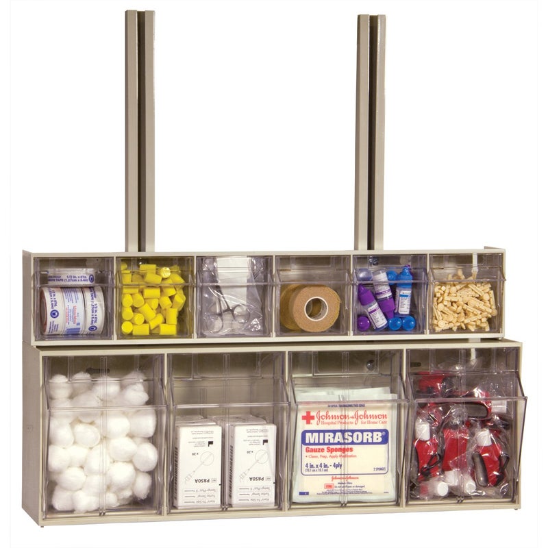 Akro-Mils TiltView Plastic Storage Cabinet with 3 Tilt Out Bins, Horizontal Plastic Parts Organizer, Teacher Toolbox, and Office Supply Organizer, 23-5/8" W x 9-7/16" H x 7-7/8" D, Stone - Image 4